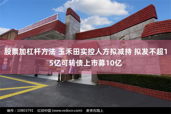 股票加杠杆方法 玉禾田实控人方拟减持 拟发不超15亿可转债上市募10亿
