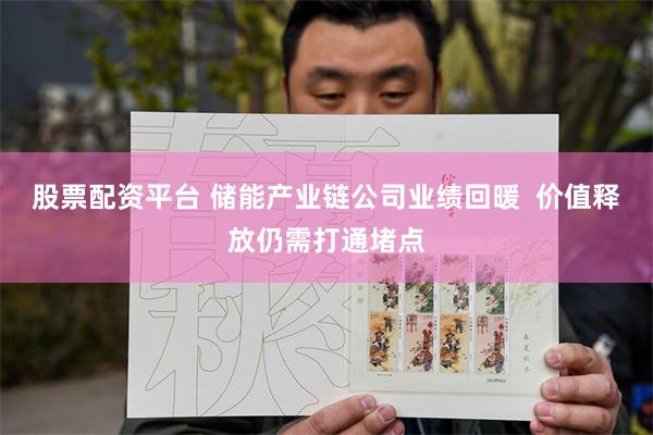 股票配资平台 储能产业链公司业绩回暖  价值释放仍需打通堵点